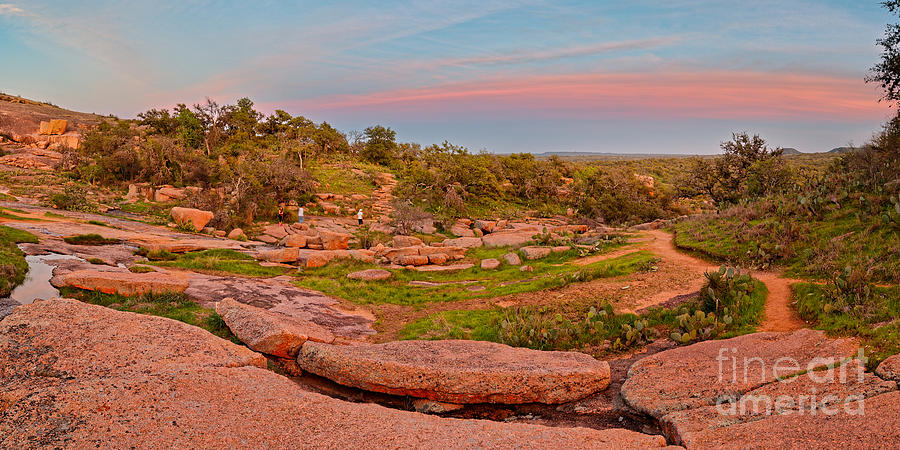 Anti-crepuscular colors at Enchanted Rock State Natural Area - Fredericksburg Texas Hill Country Photograph by Silvio Ligutti