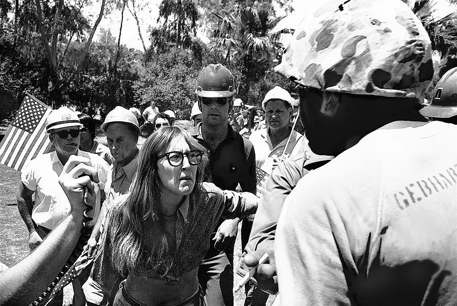Anti Viet Nam War protestor confronting Marine Tucson Arizona 1970 Photograph by David Lee Guss