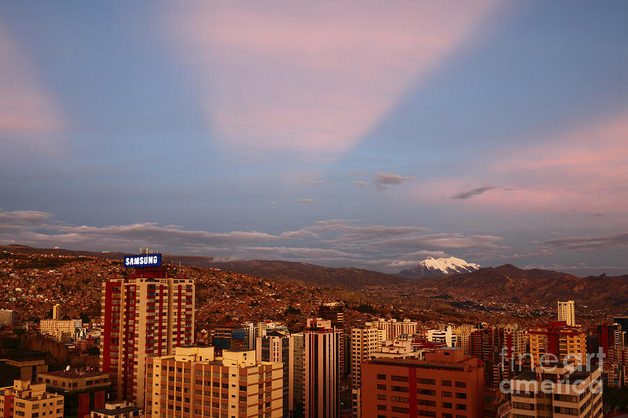 Anticrepuscular rays over La Paz Photograph by James Brunker