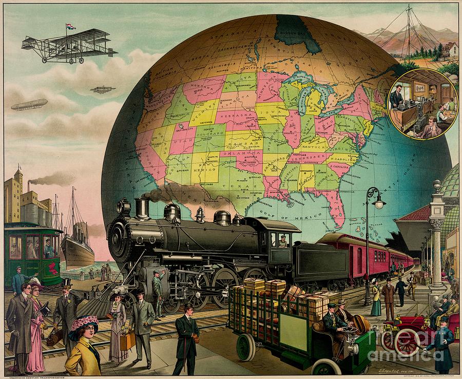 Antique 20th Century Transportation Litho Digital Art by Heidi De Leeuw