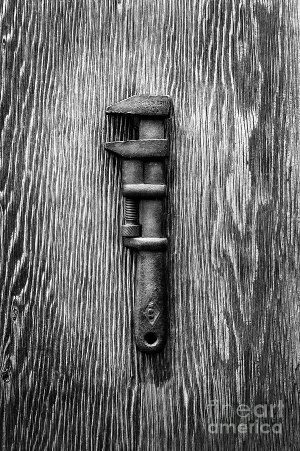 Antique Adjustable Wrench BW Photograph by YoPedro