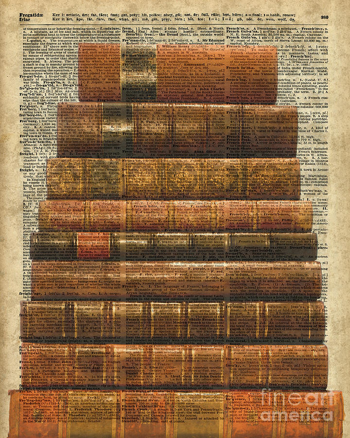 Antique Digital Art - Antique Book stock Digital Collage Dictionary Art by Anna W