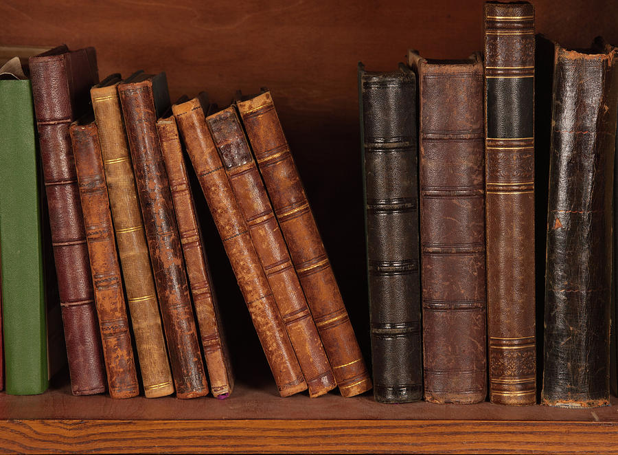 Antique Books On Bookshelf Photograph by Elena Glenkar