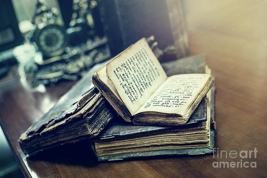 Antique Books With Old Texts Lying On A Table In A Library Photograph By Dmitrii Telegin