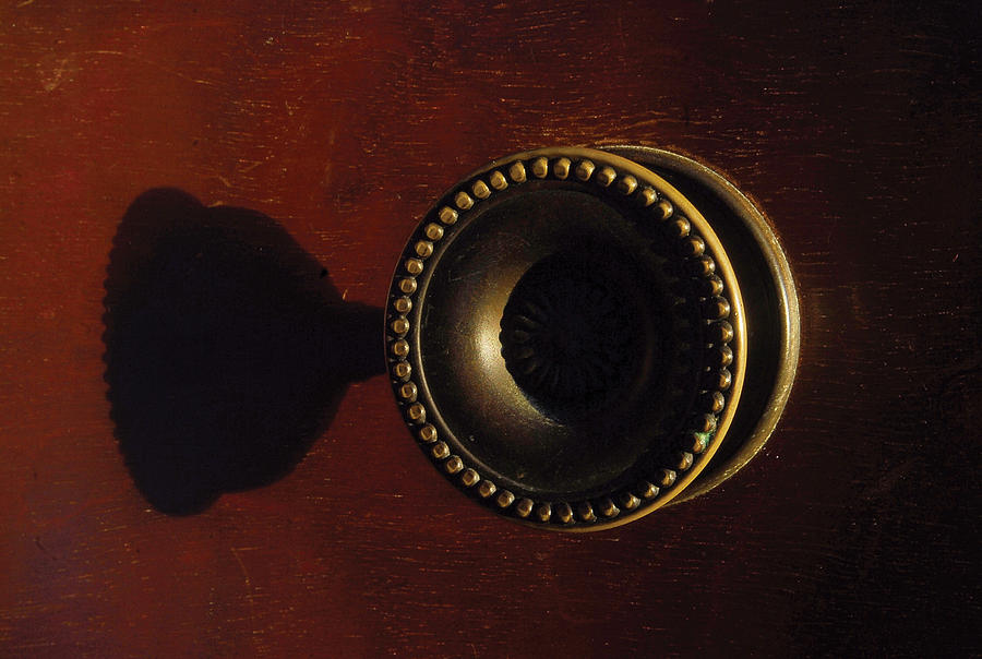 Antique cabinet handle and Shadow Photograph by Steve Somerville
