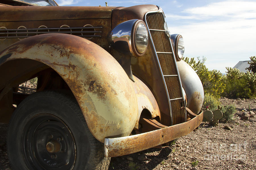 Antique Car in Desert Photograph by Karen Foley