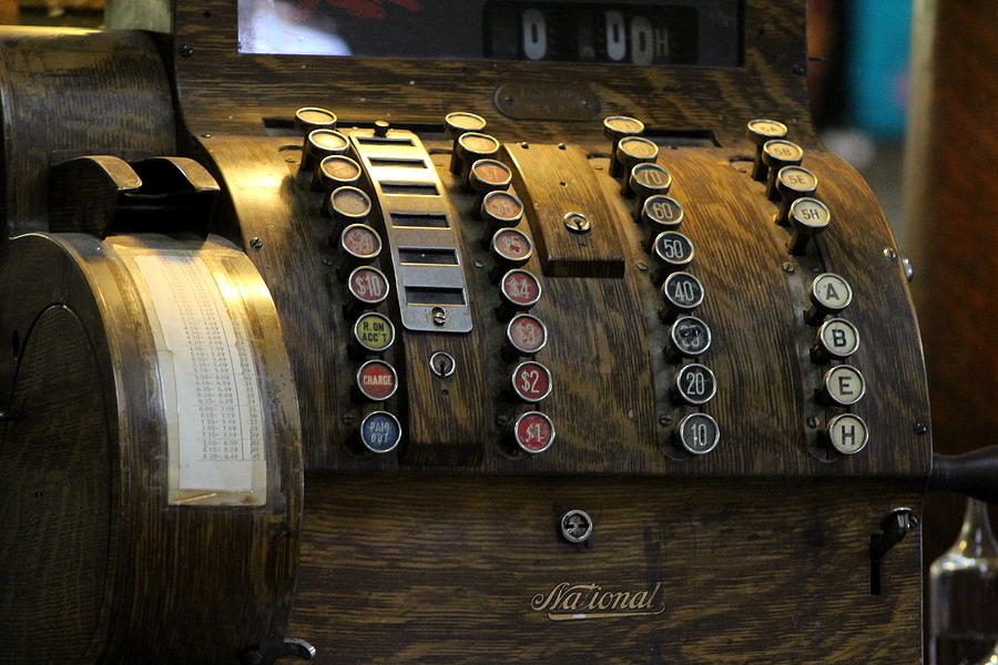 Antique Cash Register in Honey Brown Tones Photograph by Colleen Cornelius