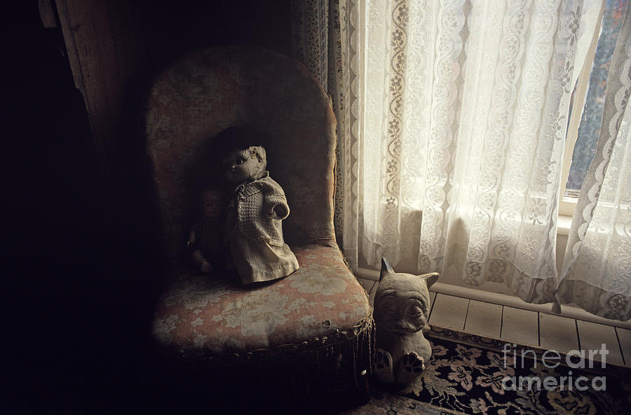 Antique Dolls on Chair Photograph by Jim Corwin