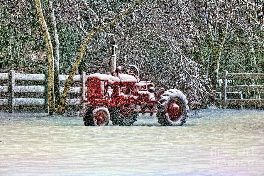 Winter Photograph - Antique Farm Tractor by Jim Beckwith