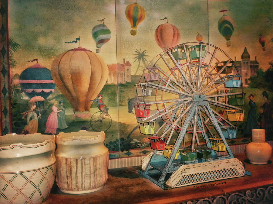 Vintage Photograph - Antique Ferris Wheel Walt Disney World MP by Thomas Woolworth