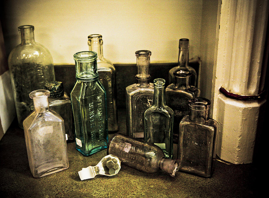 Glass Medicine Bottles Photograph by Cindy Shebley - Fine Art America