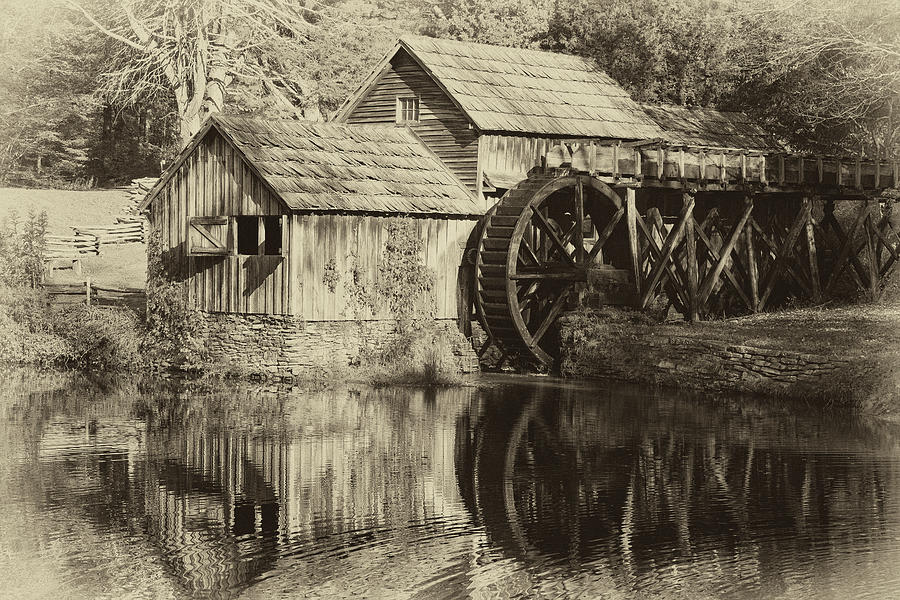 Black And White Photograph - Antique Grist Mill by Jill Lang