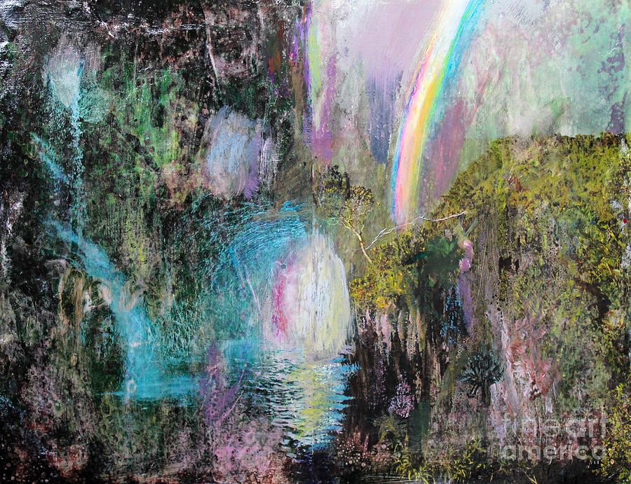 Antique Landscape with Rainbow Painting by Anne Cameron Cutri