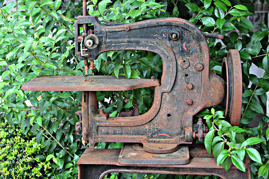 Machine Photograph - Antique Leather Sewing Machine by Linda Phelps