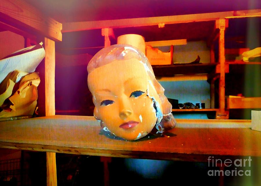 Antique Mannequin Head In Old Storage Room Photograph by Renee Trenholm