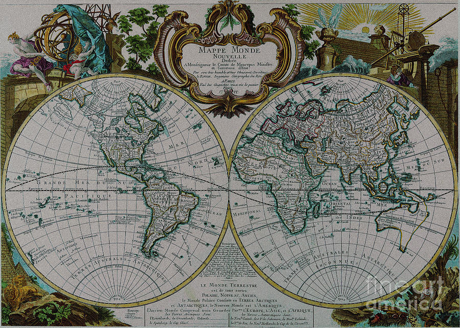 Antique Map Mappe Monde Nouvelle Digital Art by Vintage Collectables