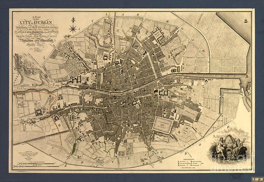 Antique Map of Dublin Ireland  Painting by Celestial Images