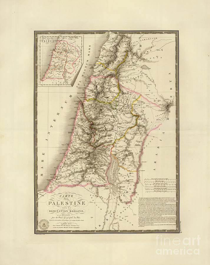 Antique Map of Palestine Painting by MotionAge Designs