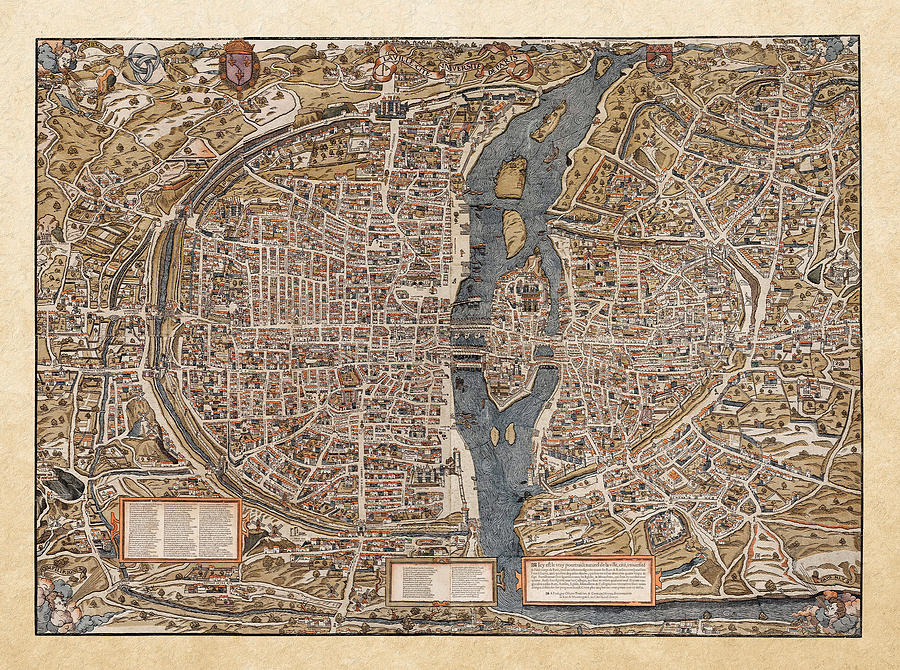 Antique Map of Paris Digital Art by Serge Averbukh