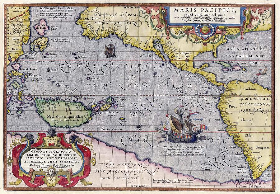 Antique Map Of The World By Abraham Ortelius - 1589 Painting by Marianna Mills