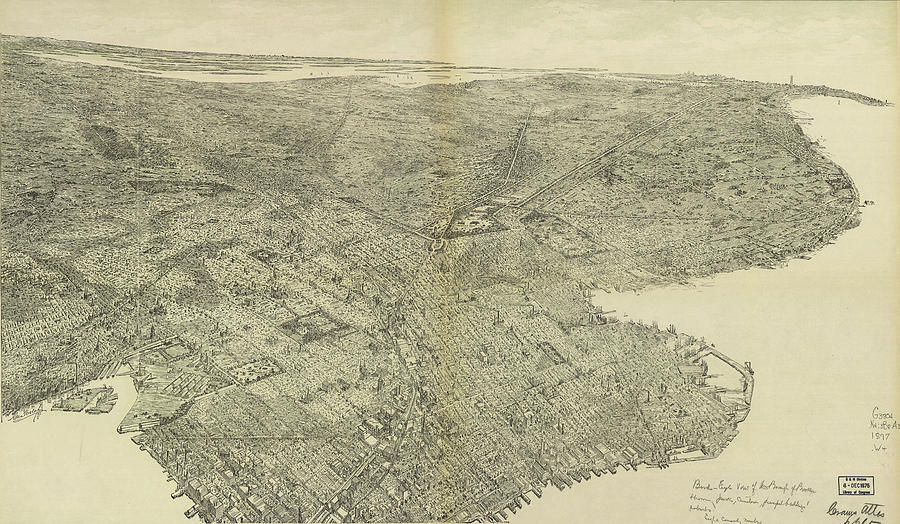 Bird's Eye View 1892 Le Roy New York Vintage City Map 16x24 