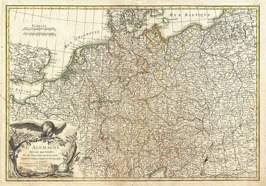 Antique Maps - Old Cartographic maps - Antique Map of Germany and Poland, 1771 Drawing by Studio 