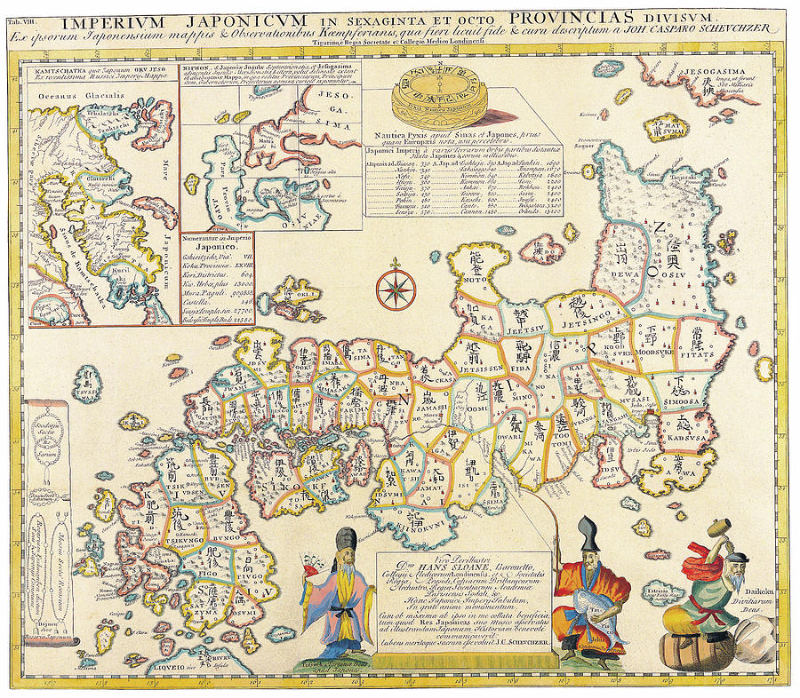 Antique Maps Old Cartographic Maps Antique Map Of Japan And Its Provinces Drawing By Studio Grafiikka