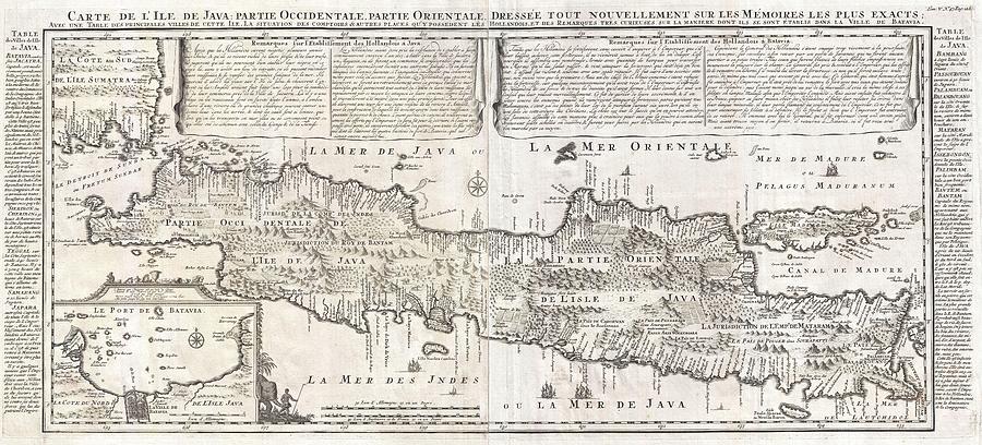 Map Drawing - Antique Maps - Old Cartographic maps - Antique Map of Java, Indonesia, 1718 by Studio Grafiikka