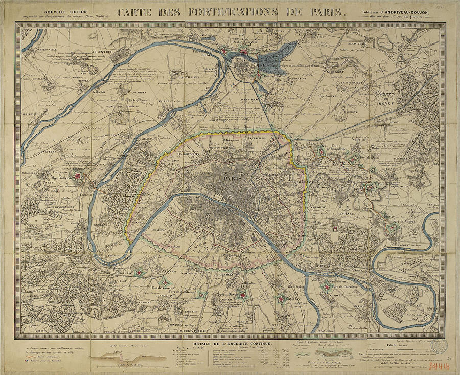 Antique Maps - Old Cartographic Maps - Antique Map Of Paris Drawing