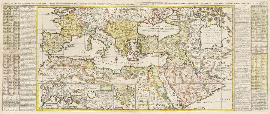 Antique Maps - Old Cartographic Maps - Antique Map Of The Ottoman Empire, 1719 Drawing