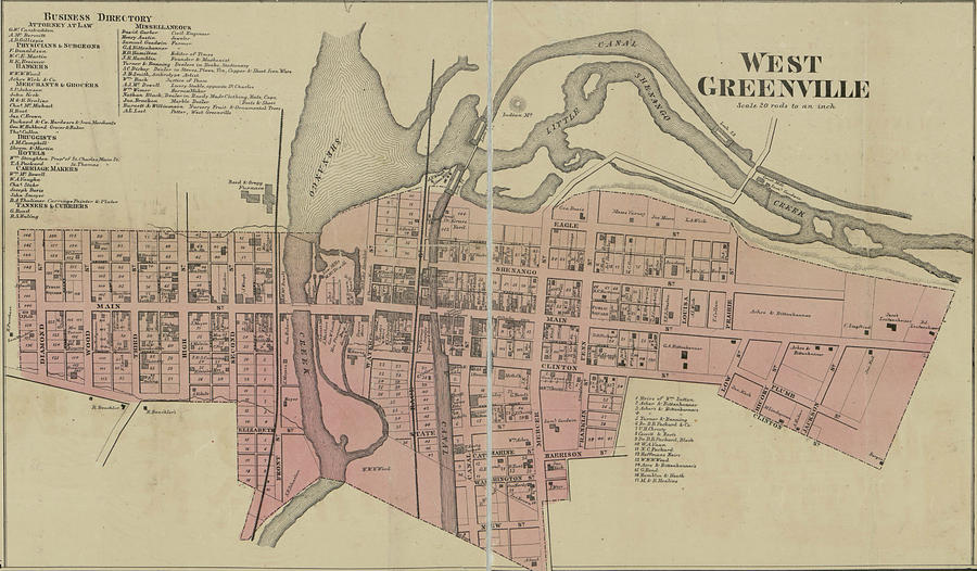Antique Maps - Old Cartographic Maps - Antique Map Of West Greenville, Carolina Drawing