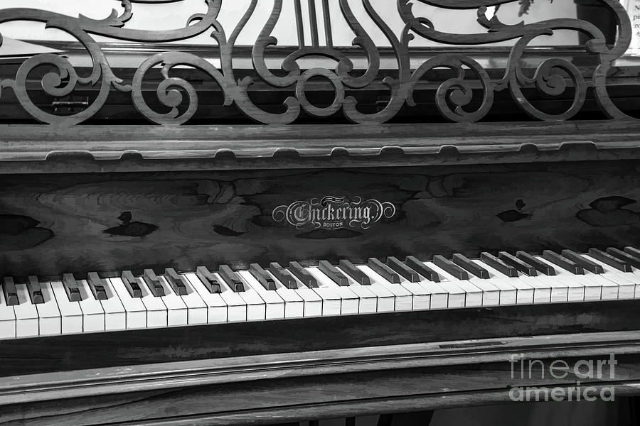 Antique Piano Black And White Photograph by Sharon McConnell