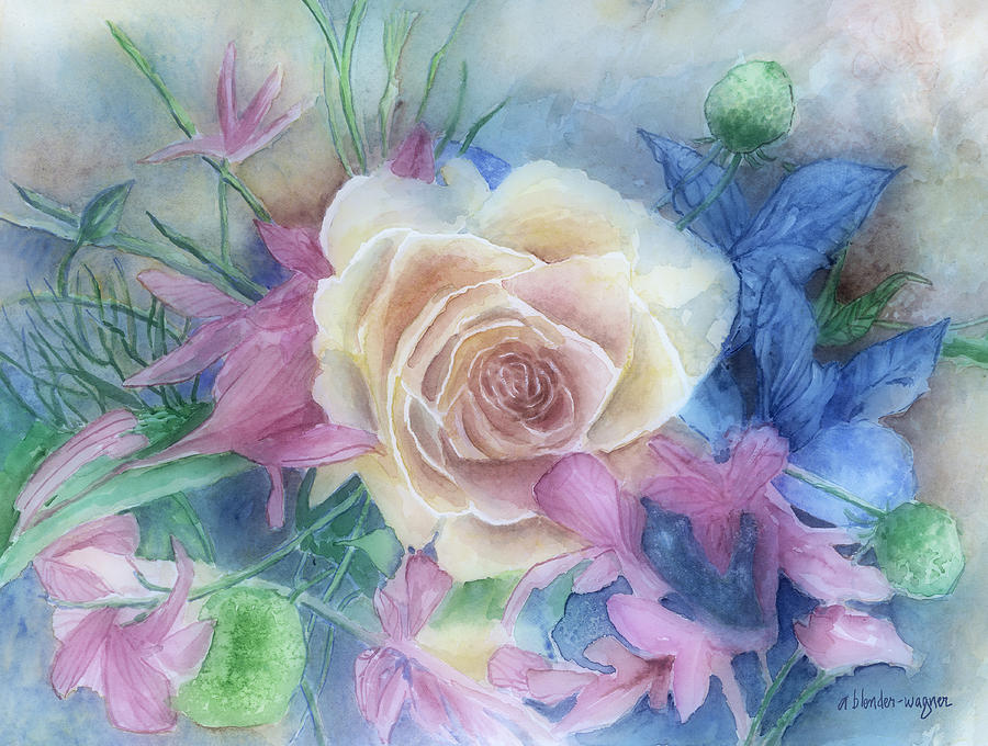 Antique Rose Painting by Arline Wagner