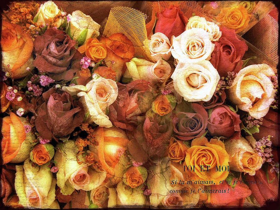 Flower Photograph - Antiqued Roses by Jessica Jenney