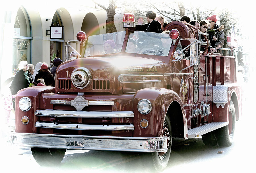 Transportation Photograph - Antique Santa Cruz Fire Truck by Her Arts Desire