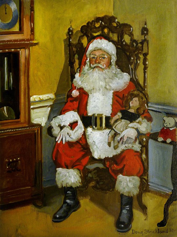 Antique Santa Painting by Doug Strickland