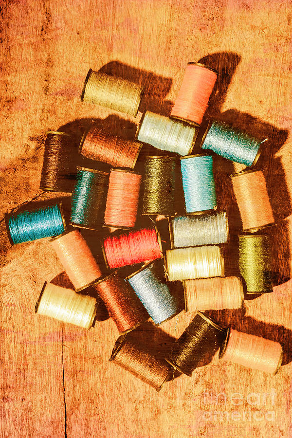 Antique spools and thread Photograph by Jorgo Photography