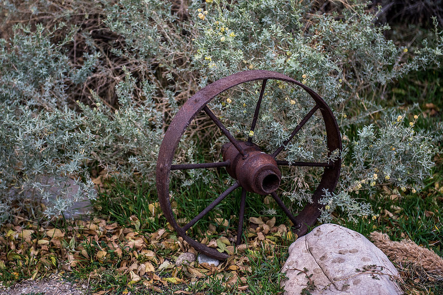 Antique Steel Wagon Wheel Photograph by Paul Freidlund