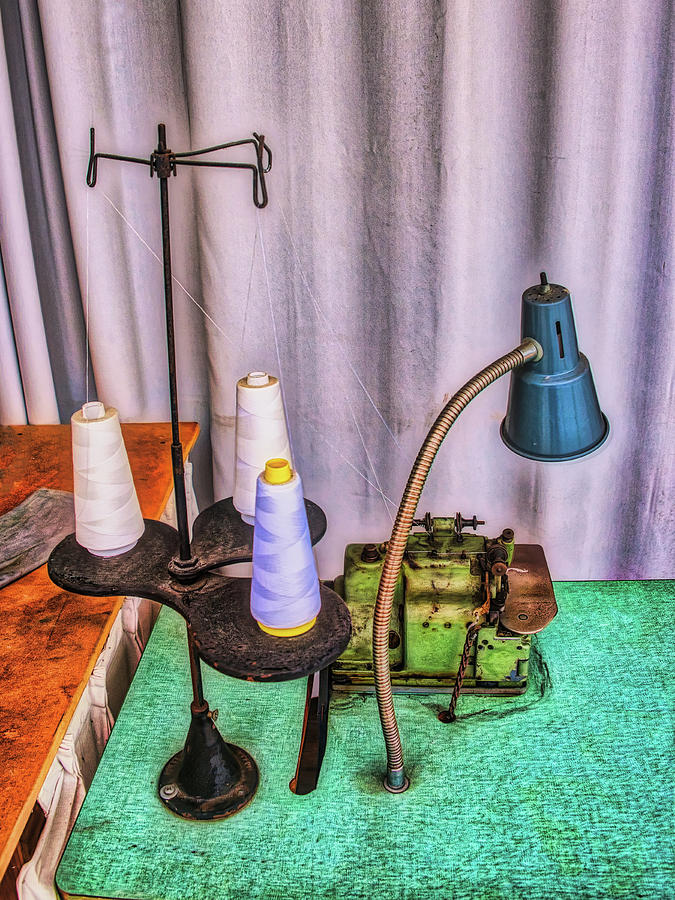Antique Stitching Machine Station Photograph by Gary Slawsky
