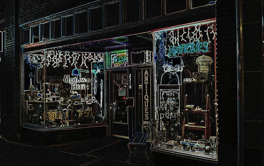 Antique Store At Night Photograph by Melissa Coffield
