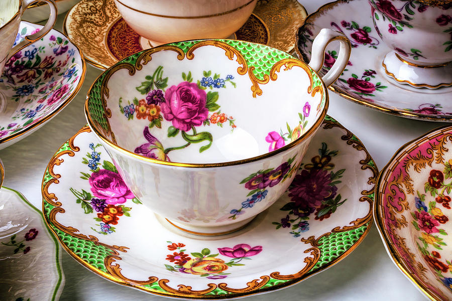 Antique Tea Cups Photograph by Garry Gay