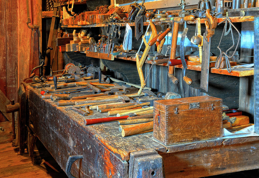 Antique Tool Bench Photograph by Dave Mills