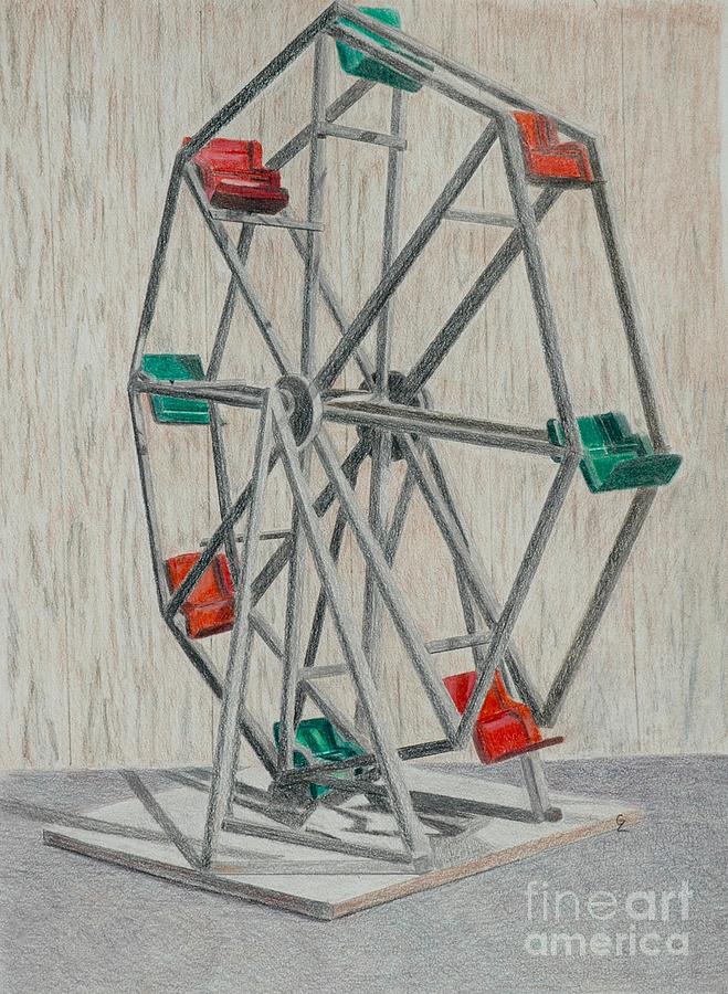 Antique Toy Ferris Wheel Drawing by Glenda Zuckerman