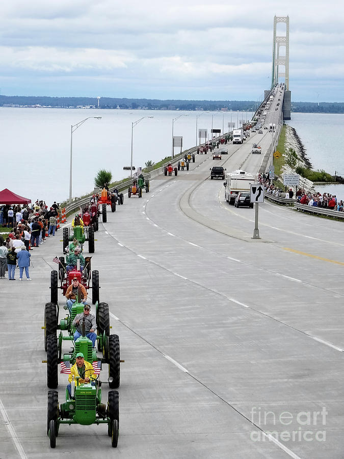 Antique Tractor Parade Mackinac Bridge Michigan Photograph by Teresa A