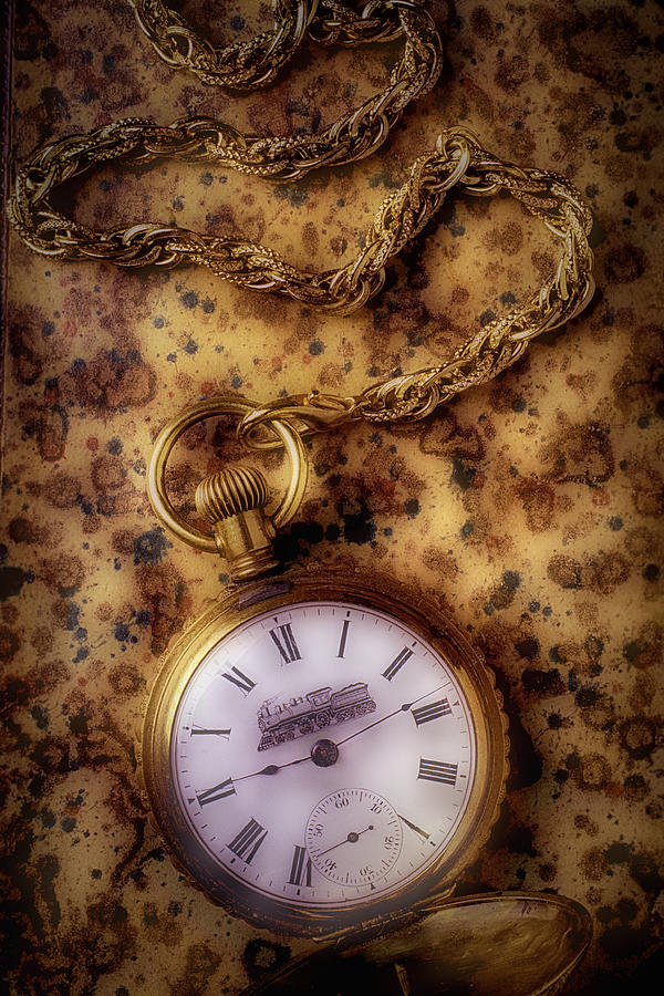 Vintage Photograph - Antique Train Pocket Watch by Garry Gay