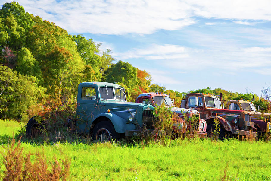 Antique Trucks In Autumn Photograph