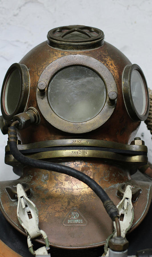 Antique vintage metal underwater diving helmet Photograph by Tom Conway