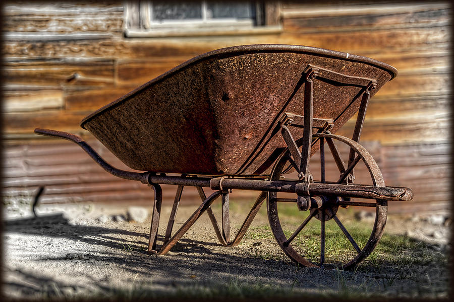 Antique Photograph - Antique Wheelbarrow by Kelley King