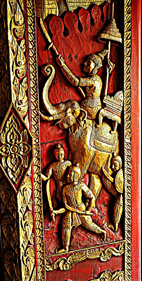 Antique Wooden Decorative Temple Door Photograph