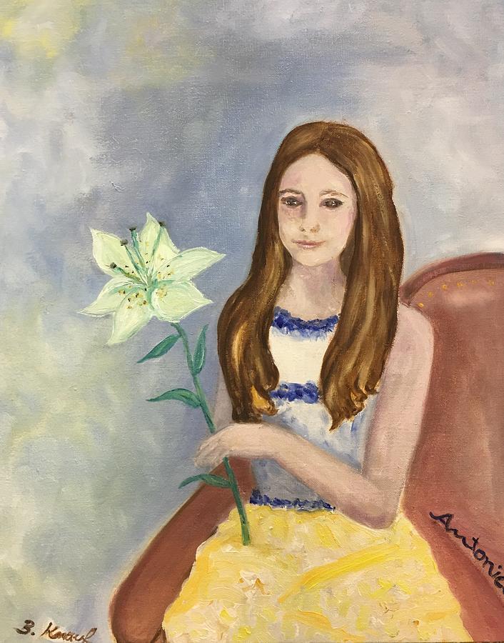 Antonia with Lily Painting by Barbara Anna Knauf